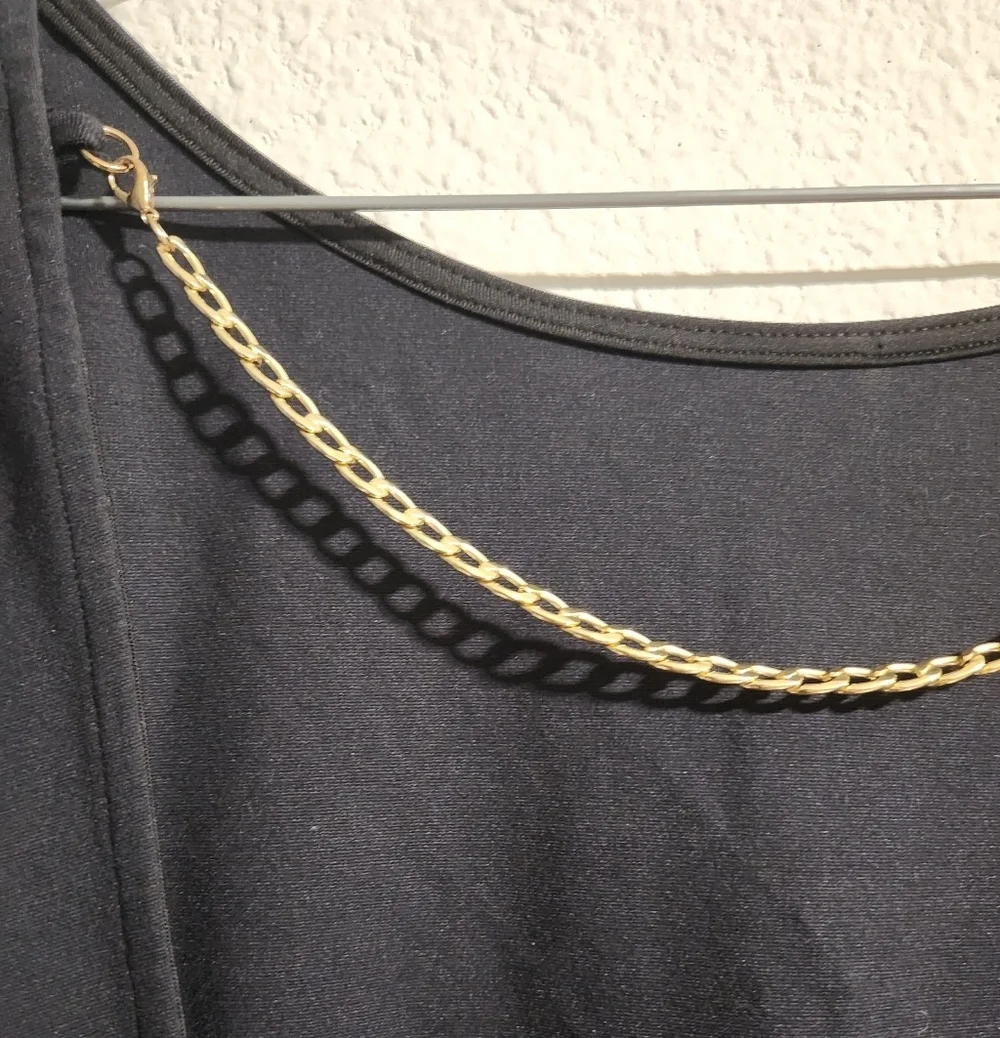 Lovers and Friends Black mini dress low back with gold chain detail size medium